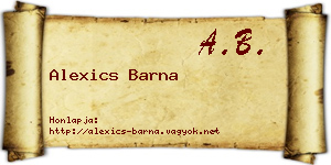 Alexics Barna névjegykártya